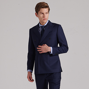 深藍色雙排扣商務西裝